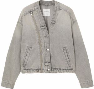 Pull&Bear Prechodná bunda  sivý denim