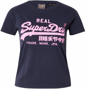 Superdry Tričko  námornícka modrá / neónovo fialová