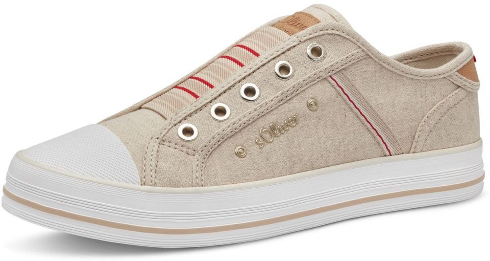 s.Oliver Slip-on obuv  béžová / červená