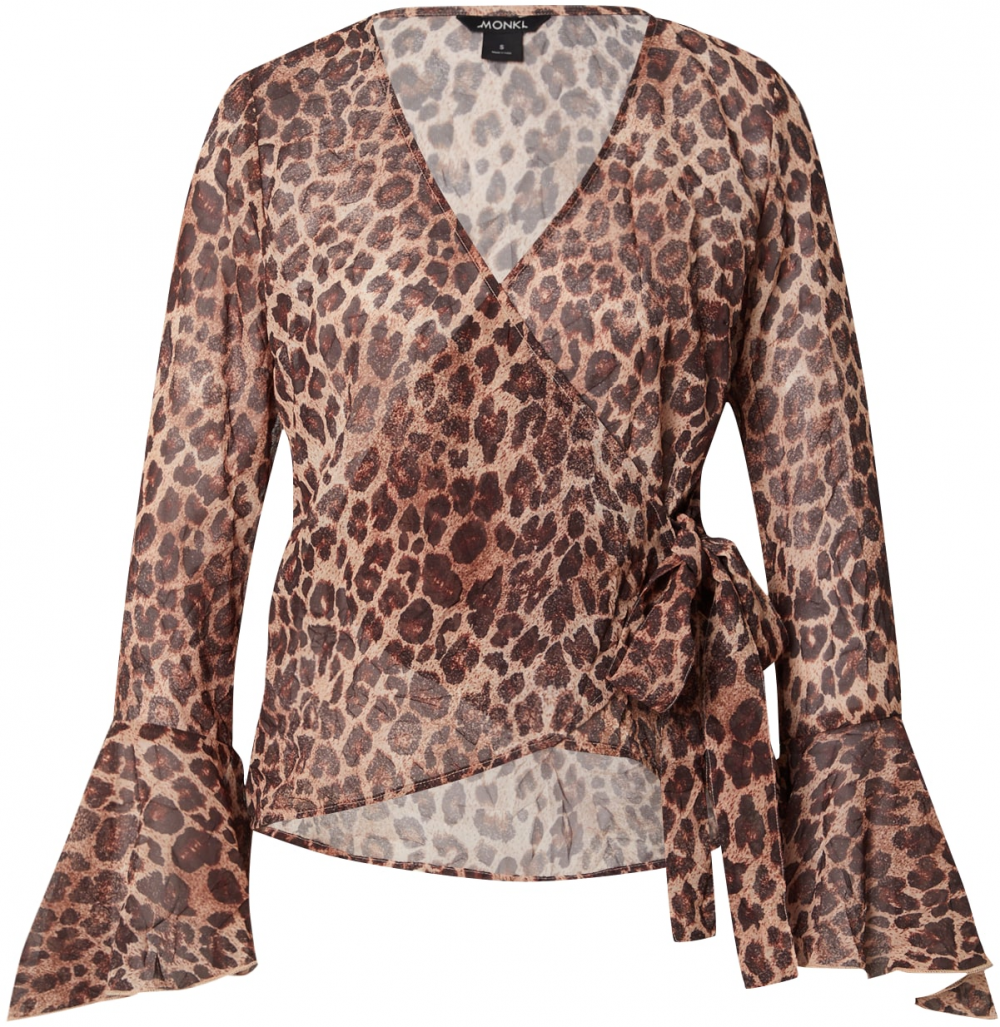 Monki Blúzka  svetlohnedá / tmavohnedá
