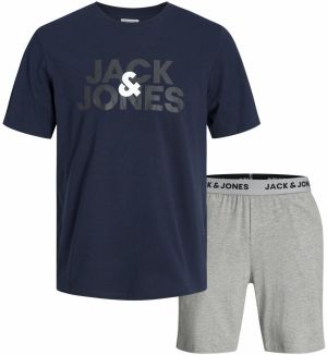 JACK & JONES Krátke pyžamo 'Ula'  námornícka modrá / antracitová / sivá melírovaná / biela