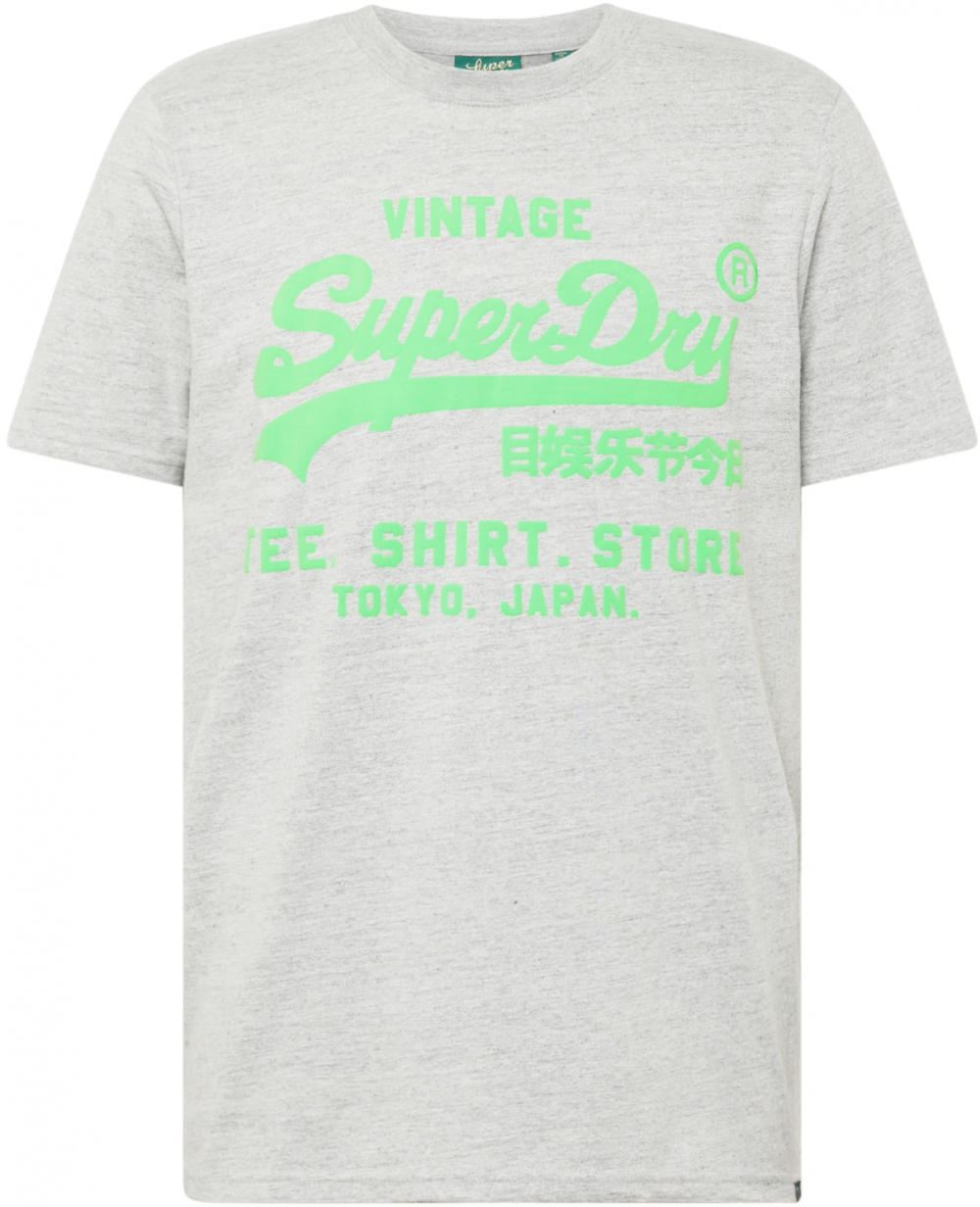 Superdry Tričko  sivá melírovaná / svetlozelená