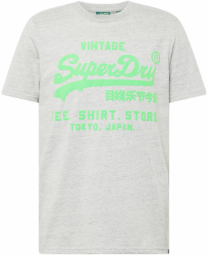 Superdry Tričko  sivá melírovaná / svetlozelená