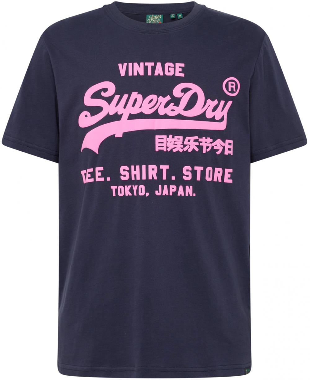 Superdry Tričko  námornícka modrá / fuksia