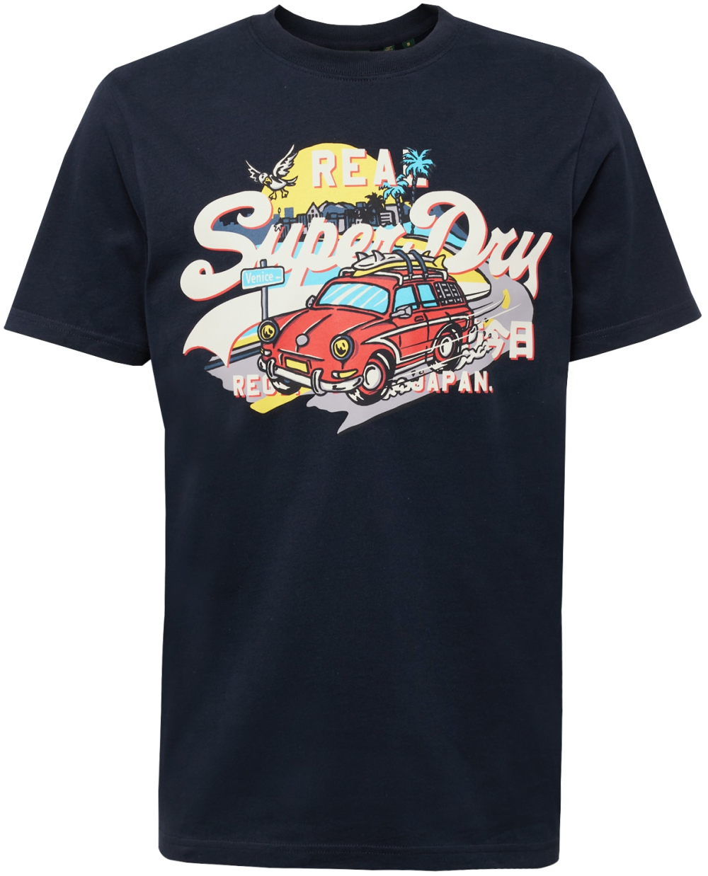 Superdry Tričko  námornícka modrá / svetlomodrá / žltá / červená