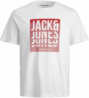 JACK & JONES Tričko 'FLINT'  tmavočervená / biela