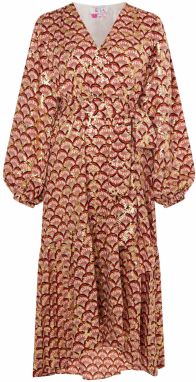 IZIA Šaty  hnedá / zlatá / červená / biela