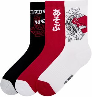 Pull&Bear Ponožky  ohnivo červená / čierna / biela