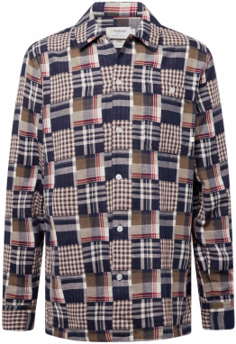 FARAH Košeľa 'WOMACK'  námornícka modrá / hnedá / tmavočervená / biela