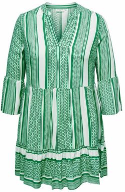 ONLY Carmakoma Košeľové šaty 'Marrakesh'  zelená / biela