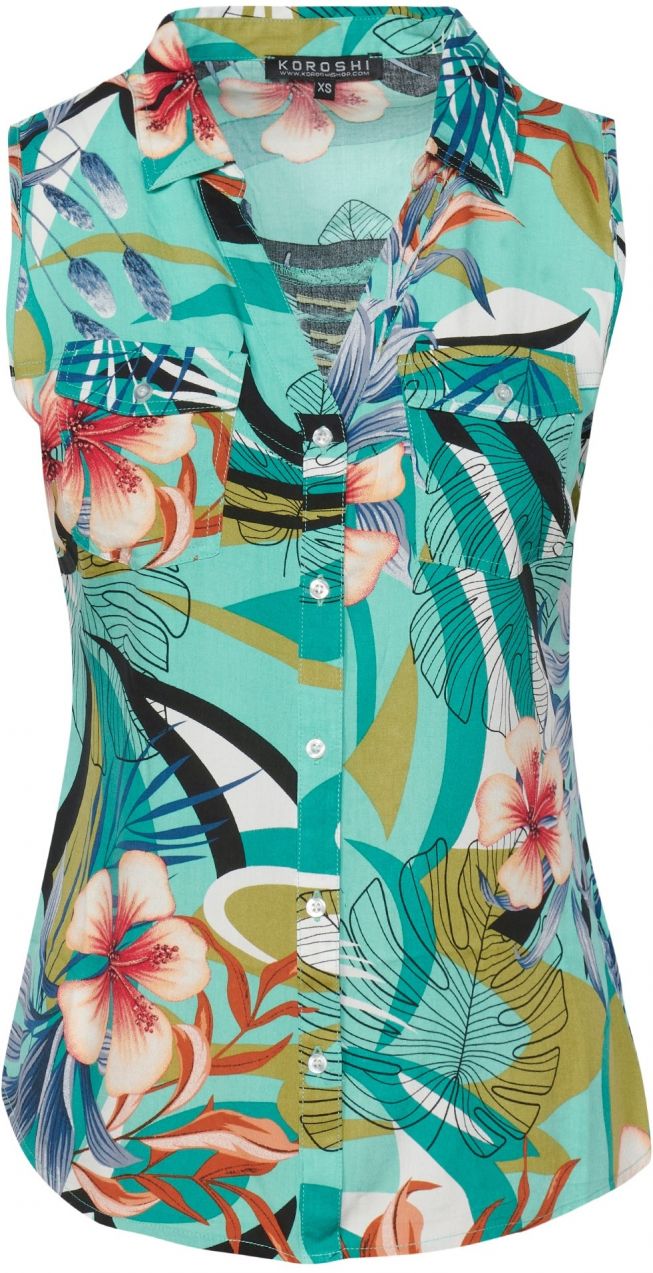 KOROSHI Blúzka  vodová / zelená / homárová / čierna