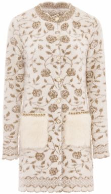 faina Kardigán  farba ťavej srsti / biela ako vlna