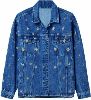 Desigual Prechodná bunda 'Daisy'  modrá denim / žltá / biela