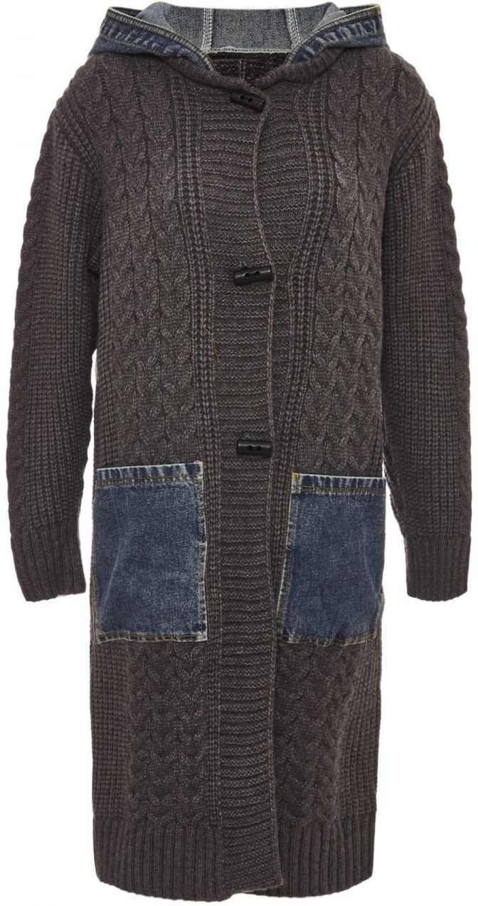 RISA Kardigán  modrá denim / tmavosivá