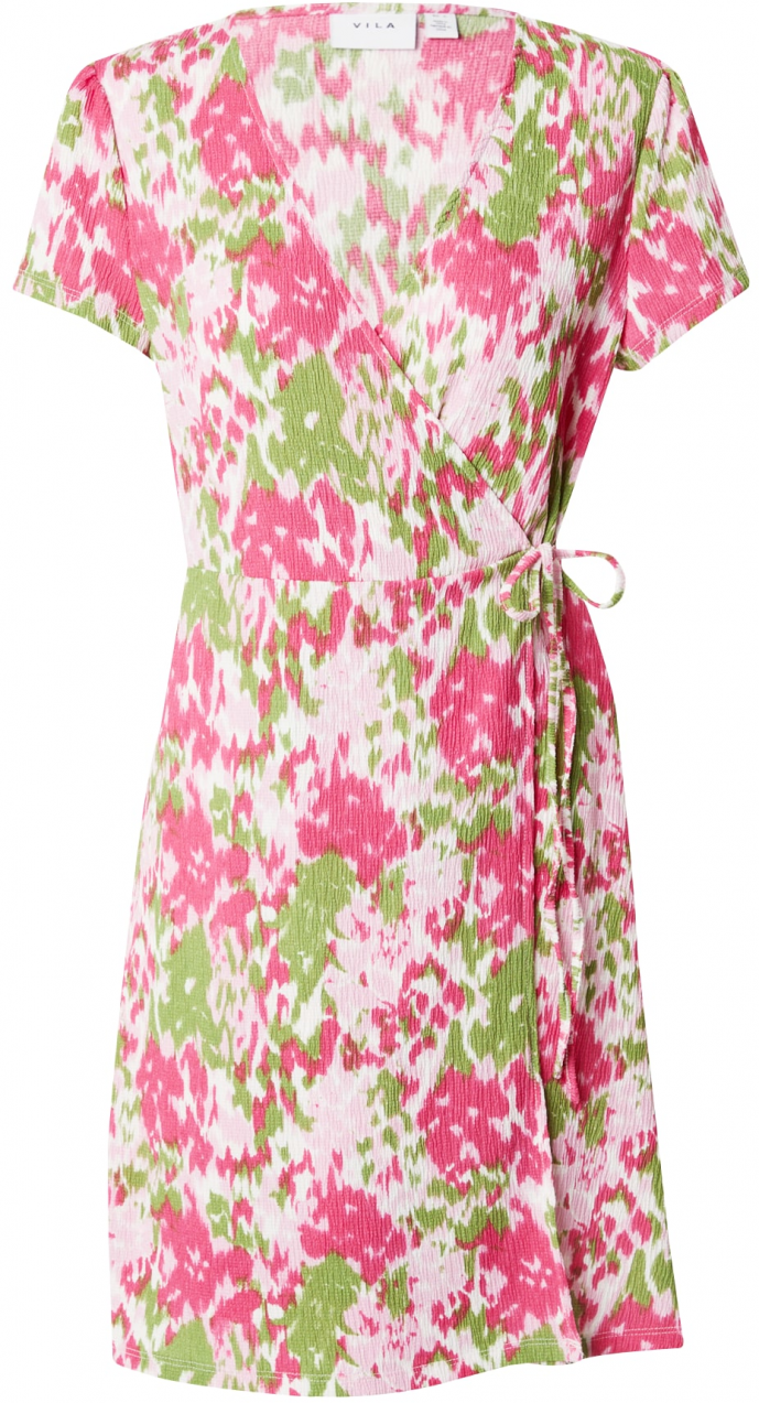 VILA Šaty 'LAYA LUA'  krémová / kiwi / ružová / pitaya