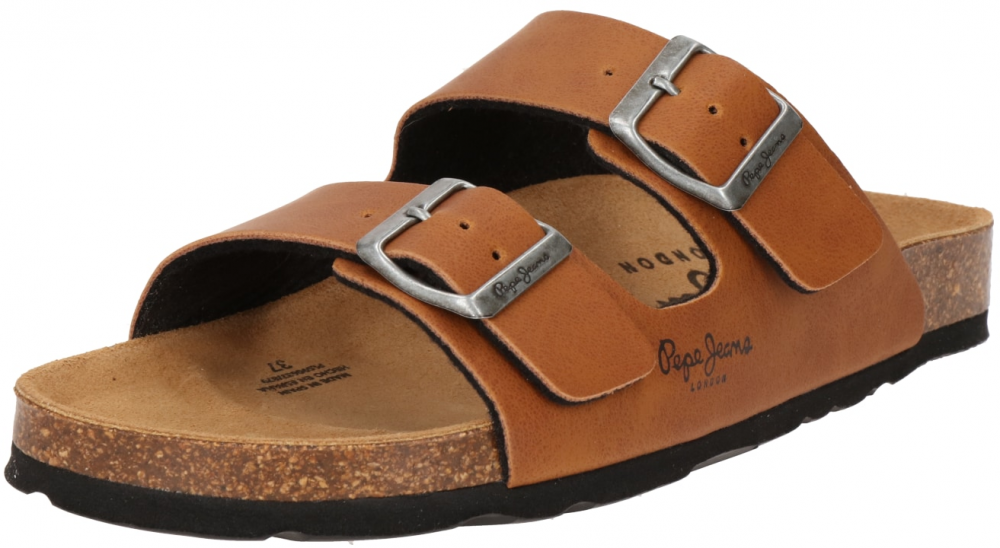 Pepe Jeans Šľapky 'Oban Classic'  karamelová / čierna / strieborná