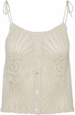VERO MODA Vyšívaný top 'SILJA'  svetlobéžová