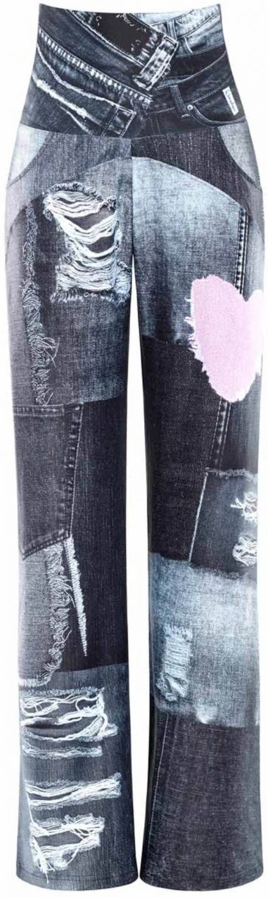 Winshape Športové nohavice 'CUL101C'  sivá / sivý denim / ružová / biela