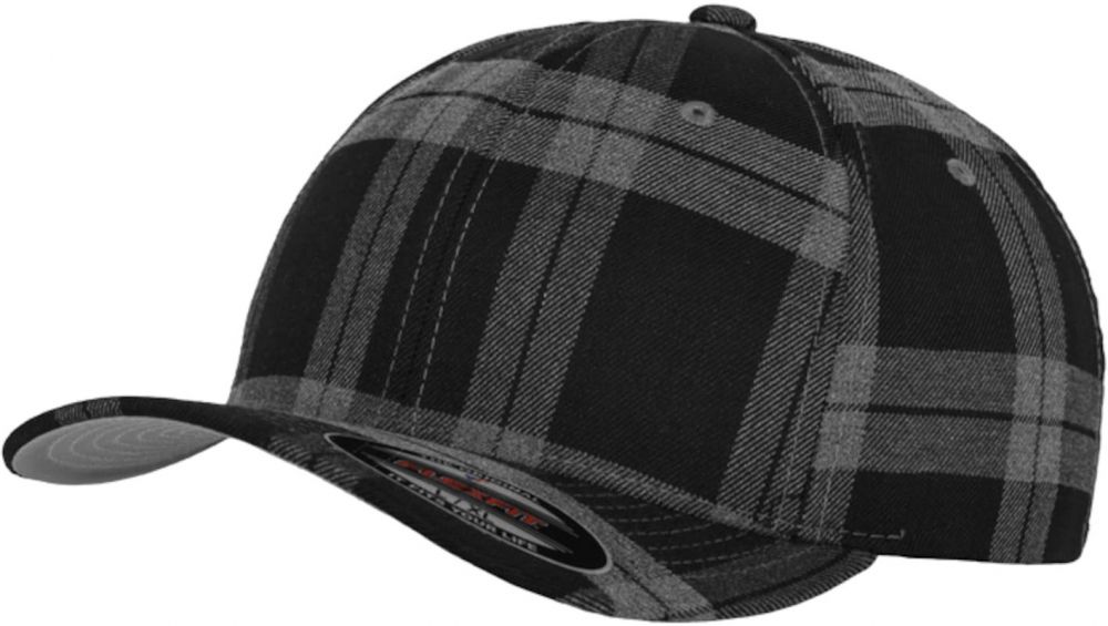 Flexfit Čiapka 'Tartan Plaid'  tmavosivá / čierna