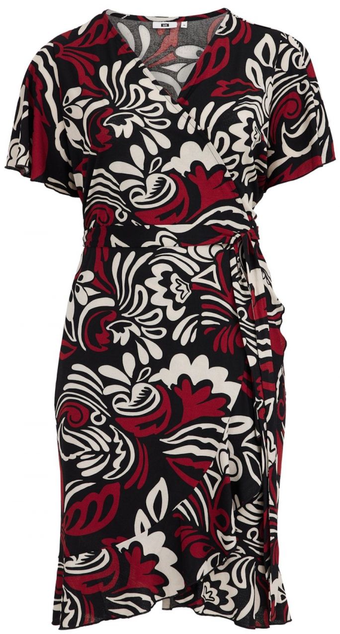 WE Fashion Šaty  karmínovo červená / čierna / biela ako vlna