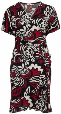 WE Fashion Šaty  karmínovo červená / čierna / biela ako vlna