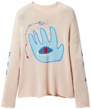 Desigual Sveter  svetlobéžová / tmavobéžová / svetlomodrá / tmavomodrá / ohnivo červená