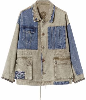 Desigual Prechodná bunda  zafírová / kaki
