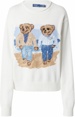 Polo Ralph Lauren Sveter  pastelovo modrá / svetlohnedá / čierna / šedobiela