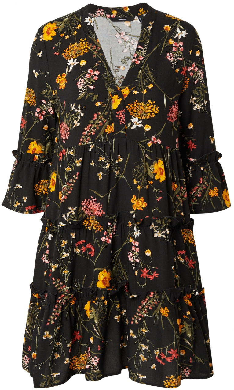 VERO MODA Šaty 'EASY JOY'  kaki / oranžová / čierna / biela