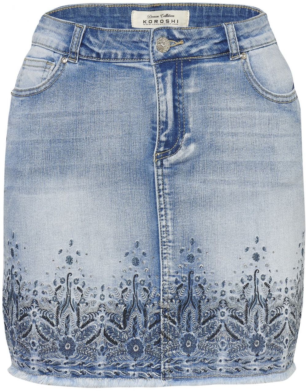 KOROSHI Sukňa  modrá denim / čierna / šedobiela