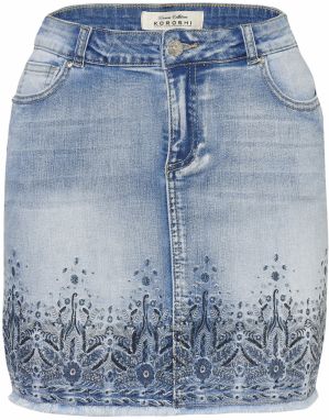 KOROSHI Sukňa  modrá denim / čierna / šedobiela