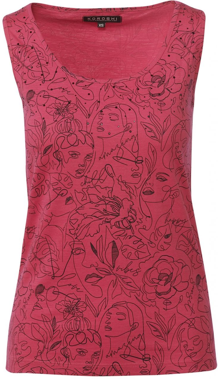 KOROSHI Top 'GURTBAND'  fuksia / čierna