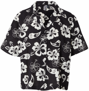 PIECES Blúzka 'ALOHA'  čierna / biela