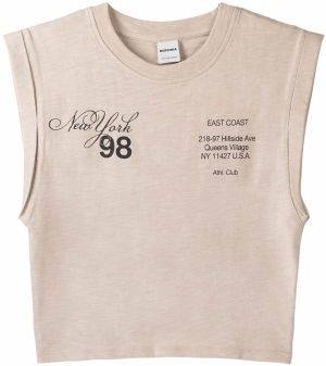 Bershka Top  piesková / čierna
