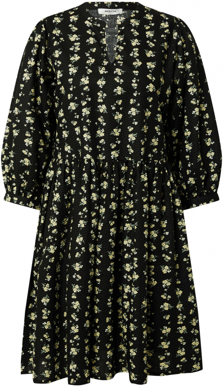 MSCH COPENHAGEN Šaty 'Clarabel'  svetložltá / pastelovo zelená / čierna