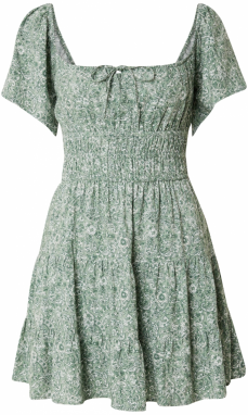 HOLLISTER Letné šaty 'CHANNELED'  zelená / pastelovo zelená / šedobiela