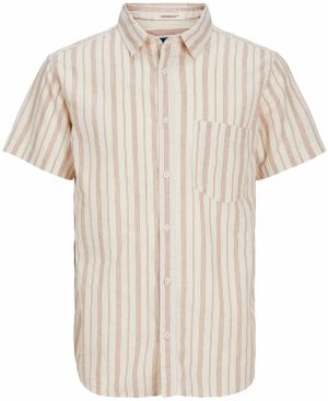 JACK & JONES Košeľa  béžová / tmavočervená
