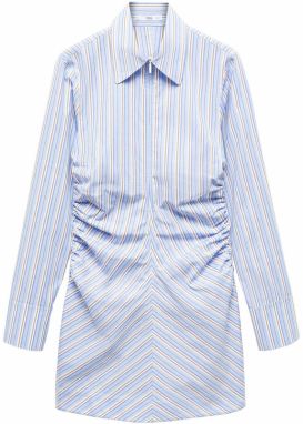 MANGO Košeľové šaty 'Medine'  kráľovská modrá / svetlomodrá / brokátová / biela