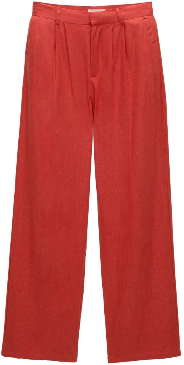 Pull&Bear Plisované nohavice  červená
