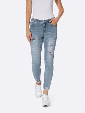 heine Džínsy  modrá denim / čierna / biela