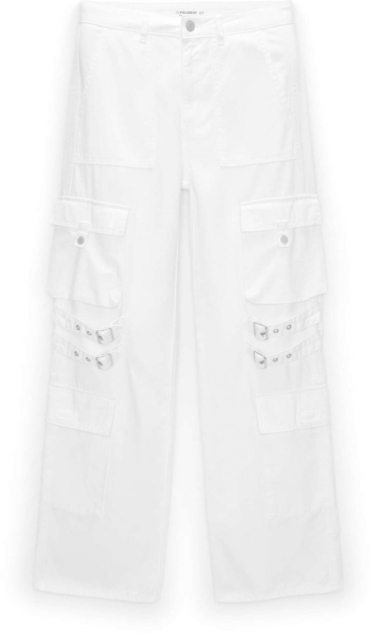 Pull&Bear Rifľové kapsáče  biela