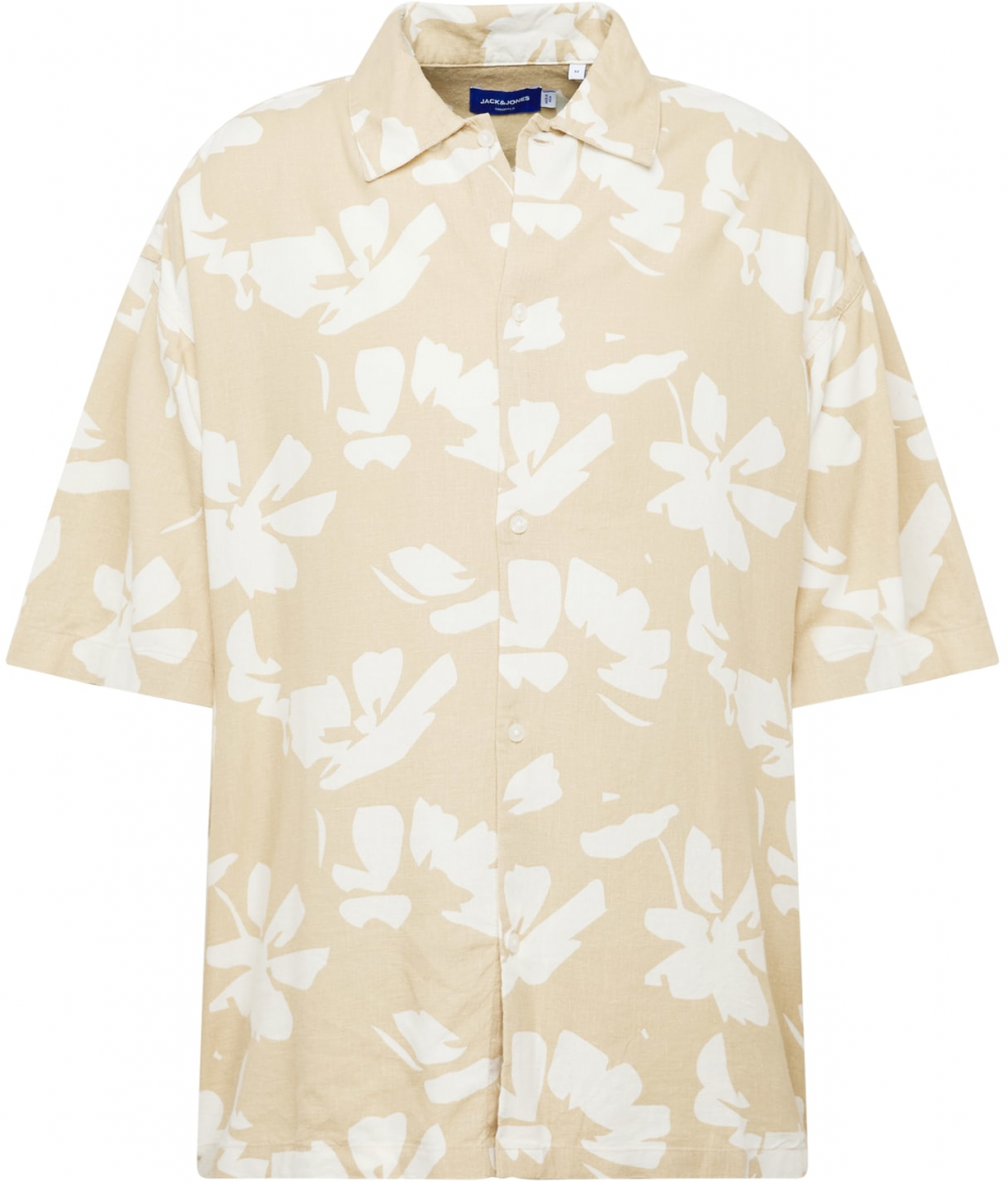 JACK & JONES Košeľa 'FARO'  kapučíno / biela