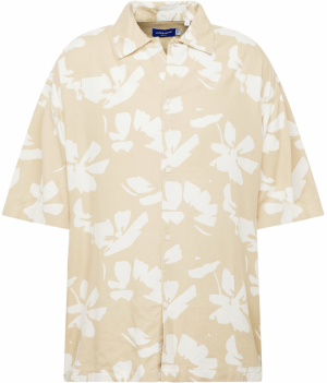 JACK & JONES Košeľa 'FARO'  kapučíno / biela