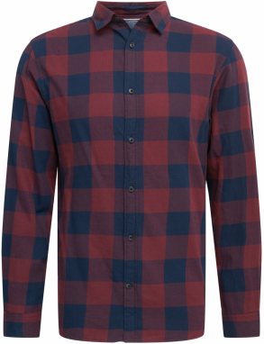 JACK & JONES Košeľa  tmavomodrá / vínovo červená