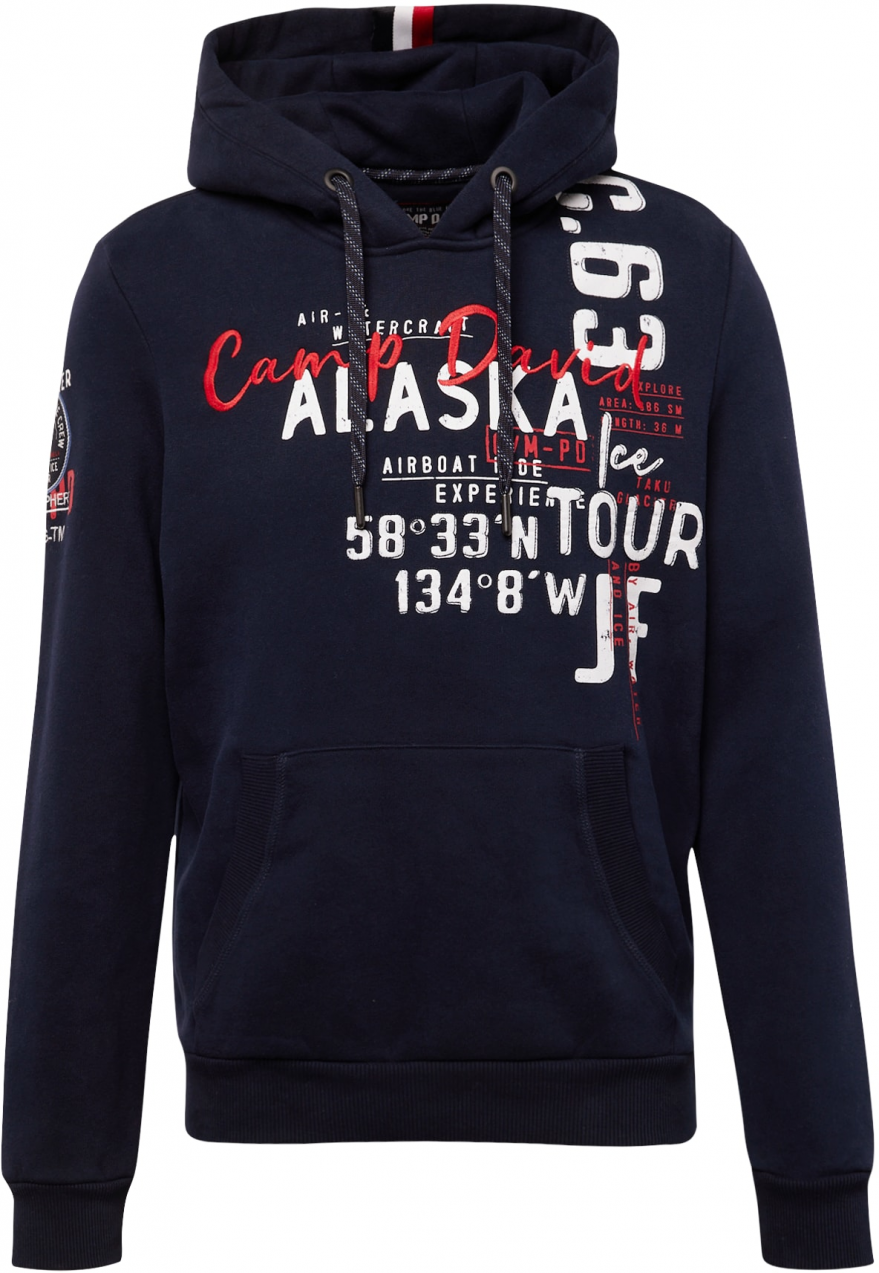 CAMP DAVID Mikina 'Alaska Ice Tour'  tmavomodrá / červená / biela