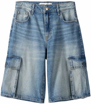 Bershka Rifľové kapsáče  modrá