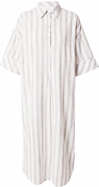 KnowledgeCotton Apparel Košeľové šaty  hnedá / biela