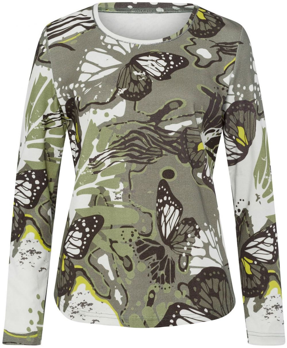 heine Tričko  tmavohnedá / žltá / kaki / biela