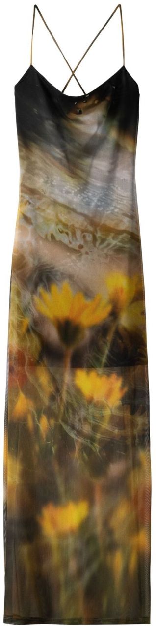 Bershka Letné šaty  žltá / kaki / čierna