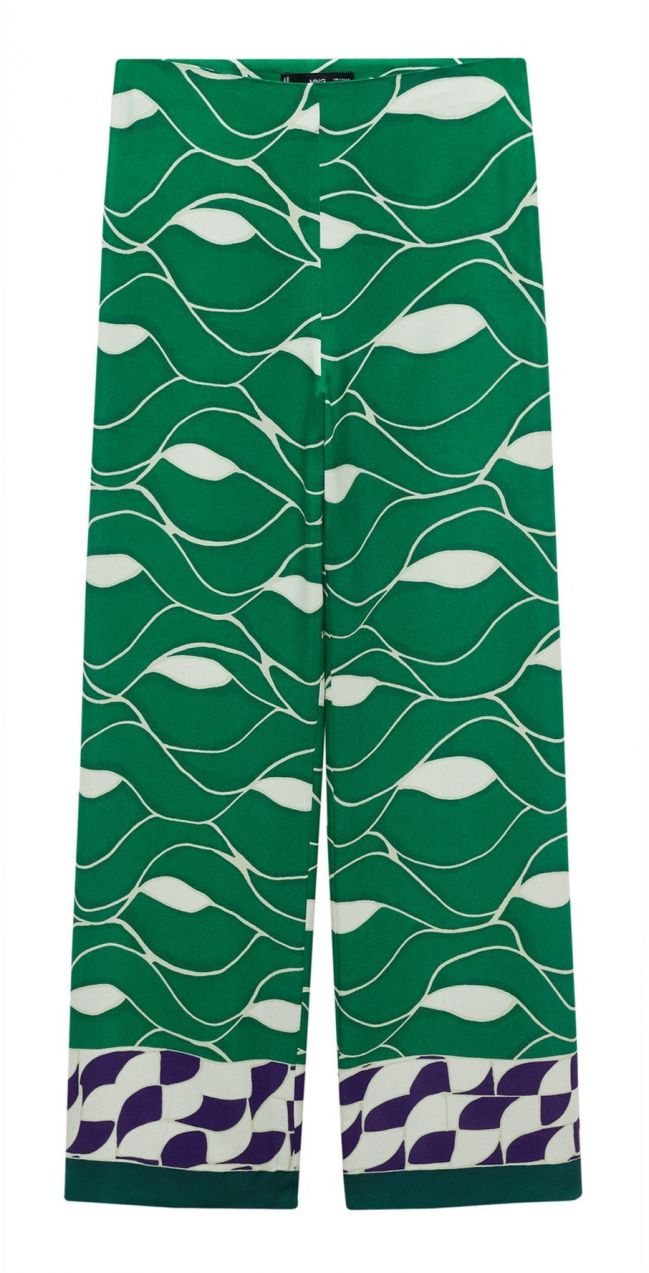 MANGO Nohavice 'Larson'  zelená / tmavozelená / tmavofialová / biela